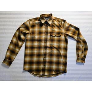 SwissTech Men's Small Copper Penny Ombre Plaid Flannel Shirt Long Sleeve EUC